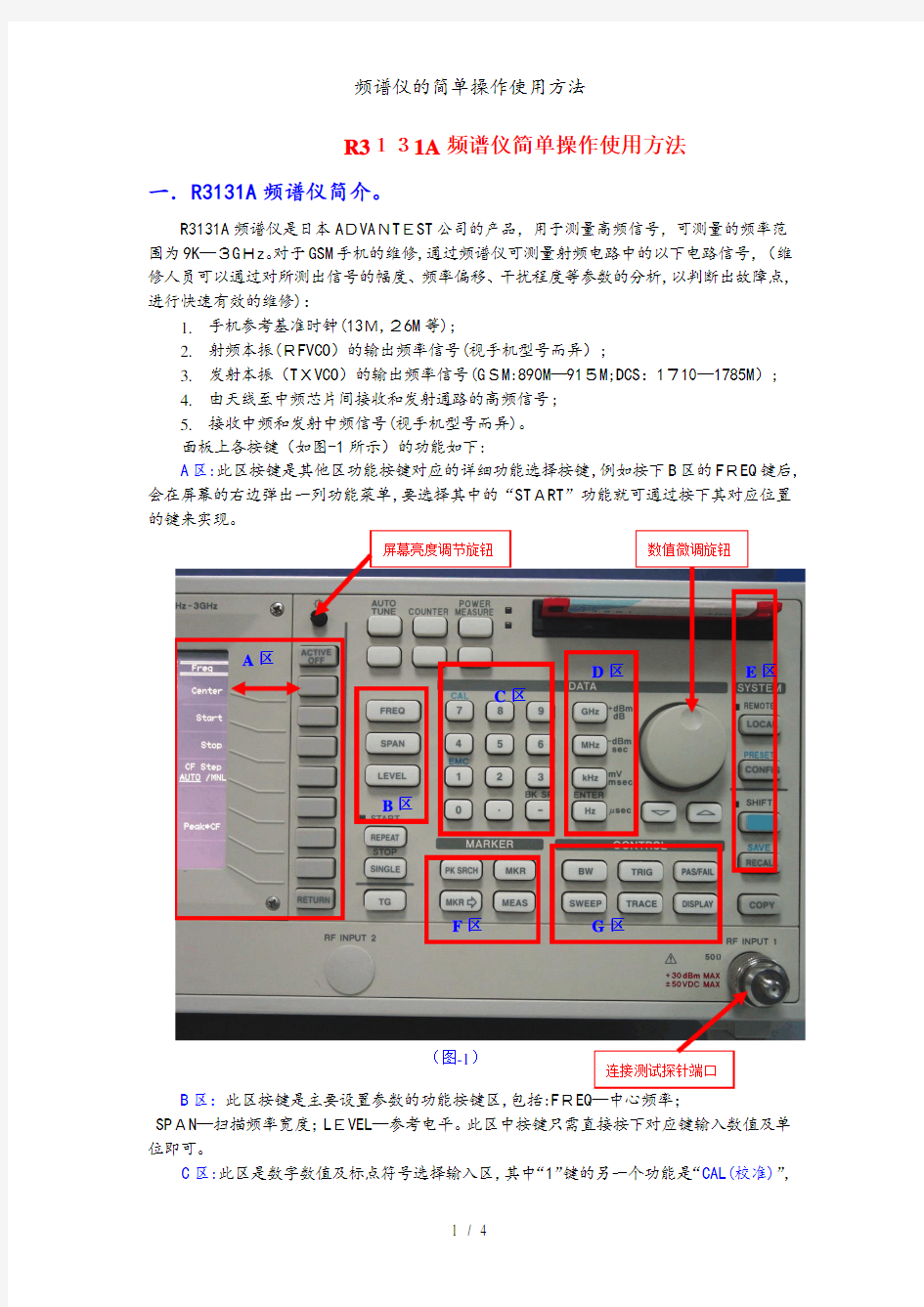 频谱仪的简单操作使用方法