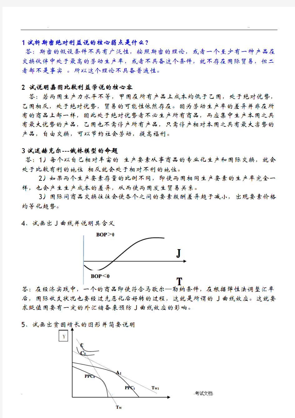 国际经济学简答题和论述题