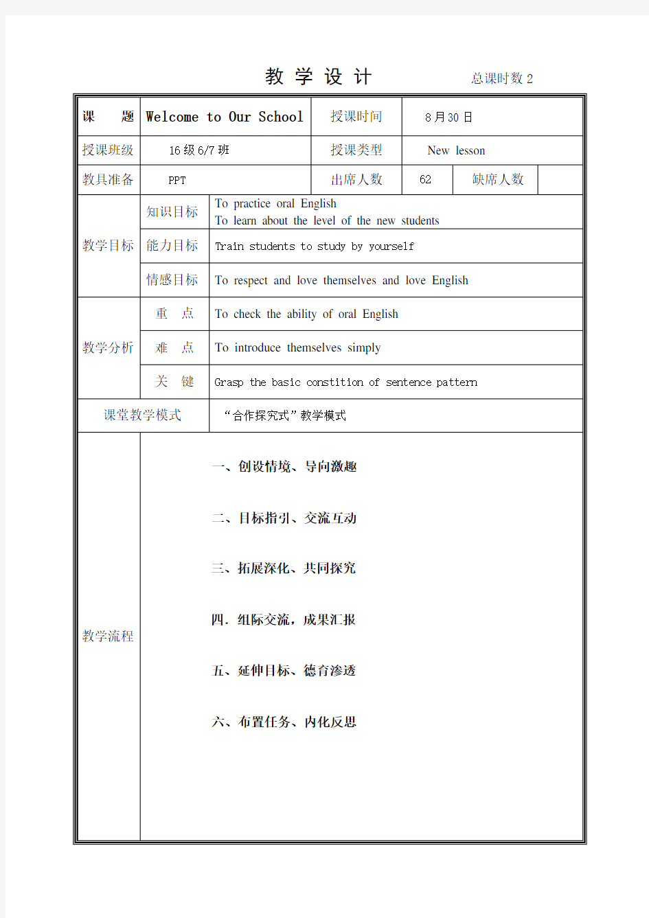 中职英语基础模块上教案unit1--2