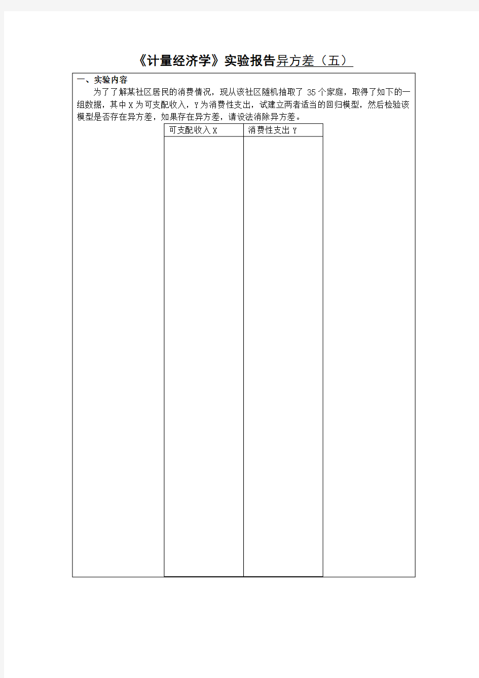 计量经济学实验报告异方差