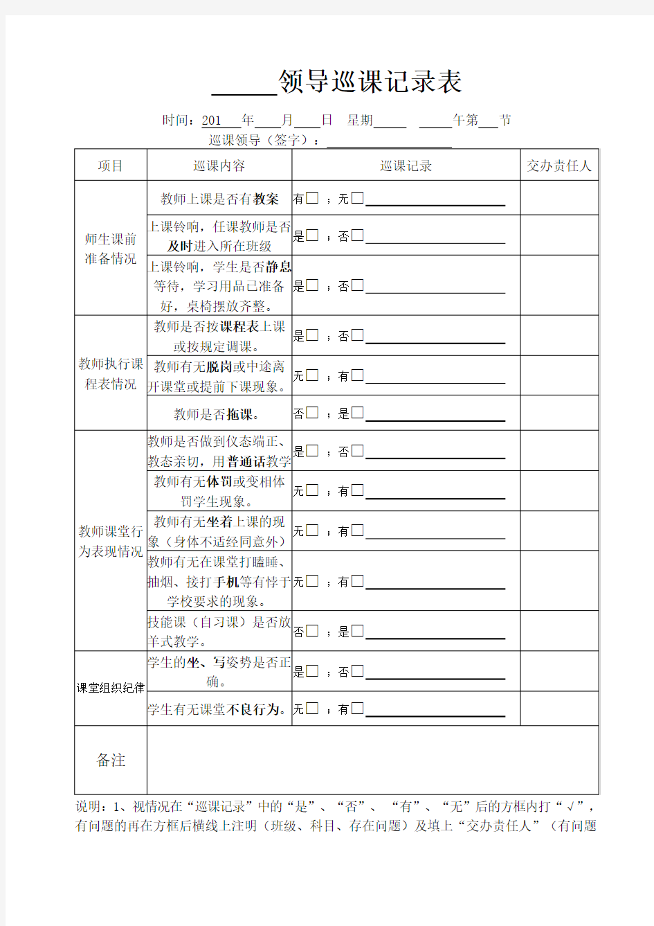 概述领导巡课记录表.doc