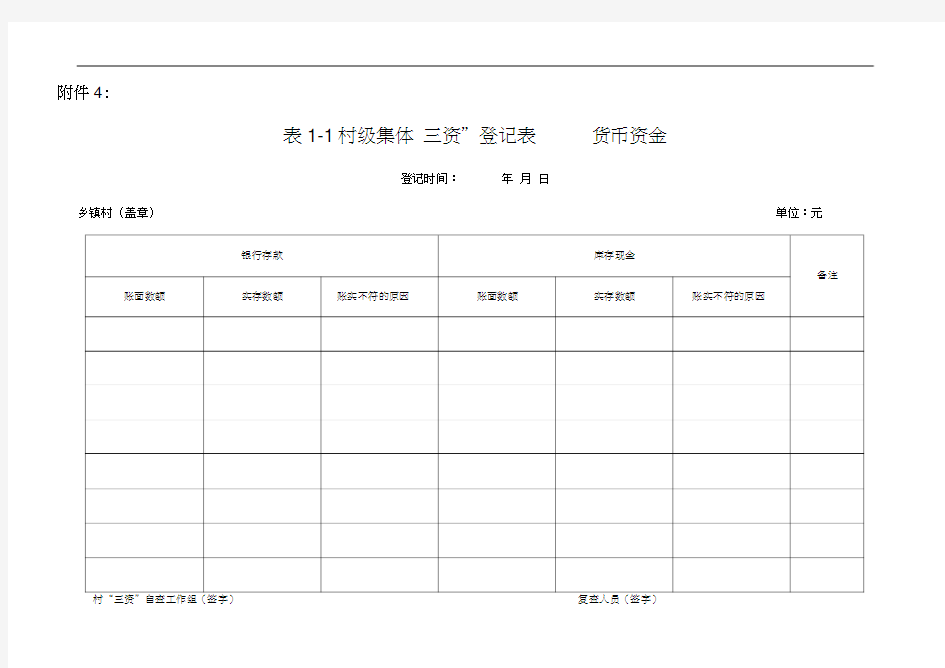 三资清理表格