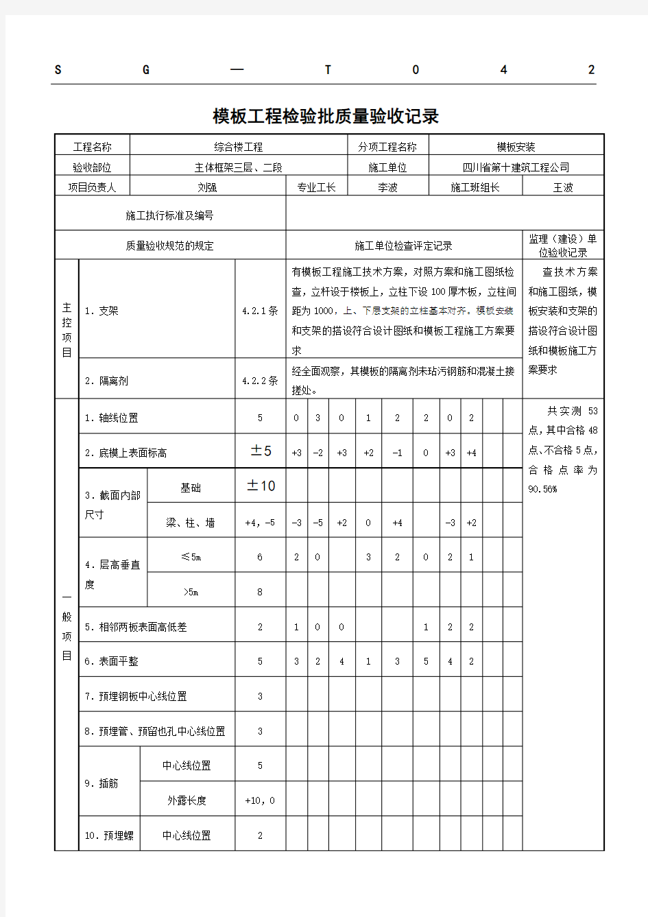 SGT模板格式工程检验批质量验收记录