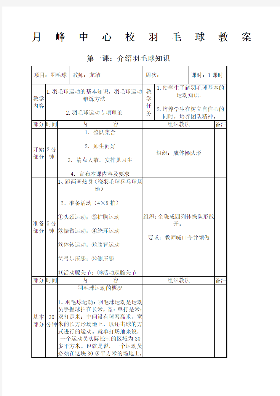 羽毛球教案全