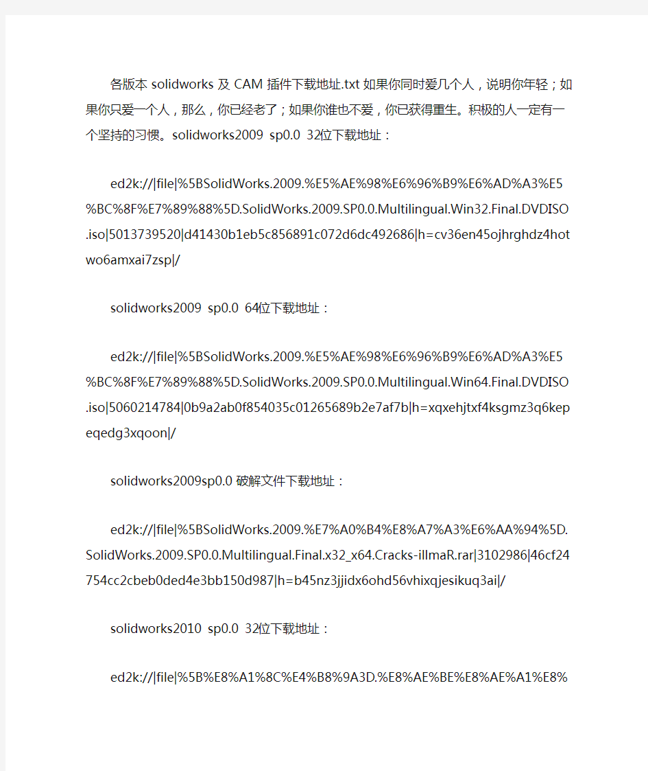各版本solidworks及CAM插件下载地址