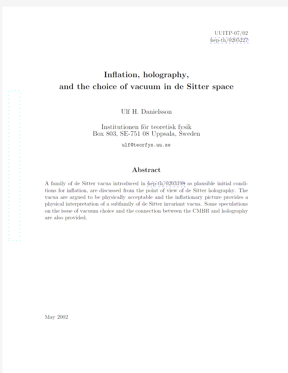 Inflation, holography, and the choice of vacuum in de Sitter space