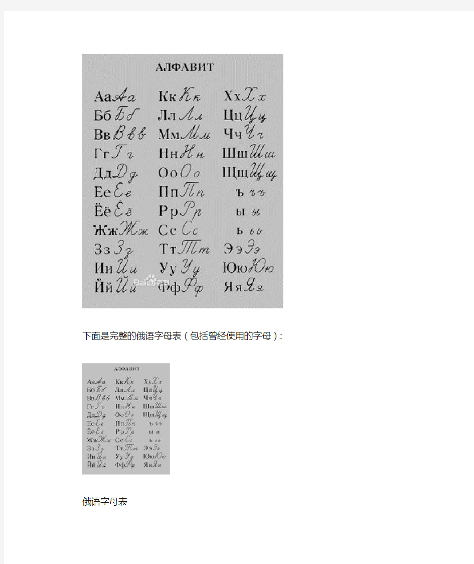 下面是完整的俄语字母表