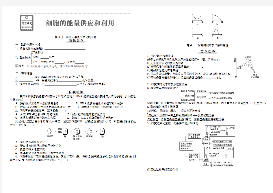 第三单元第8讲降低化学反应活化能的酶