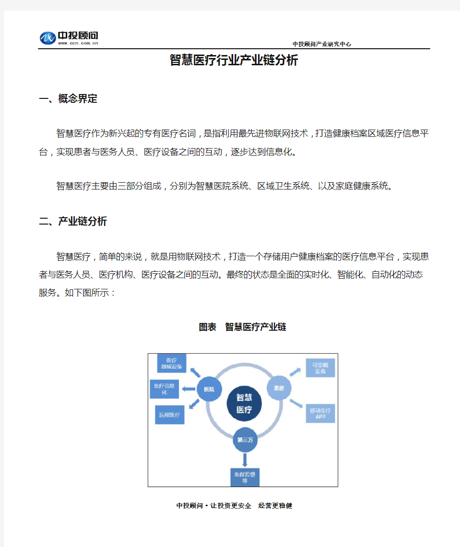 智慧医疗行业产业链分析