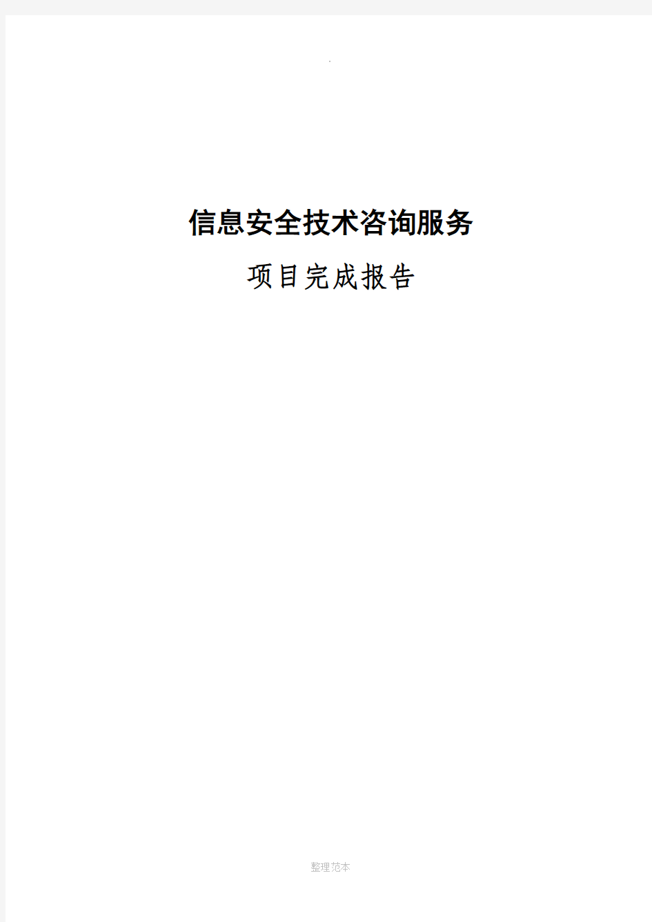 技术咨询服务项目完成报告