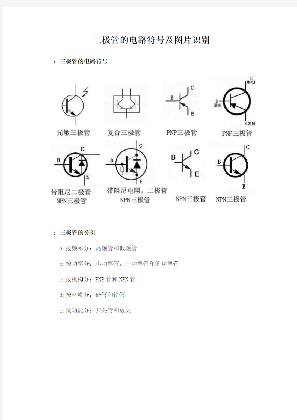 三极管的电路符号及图片识别