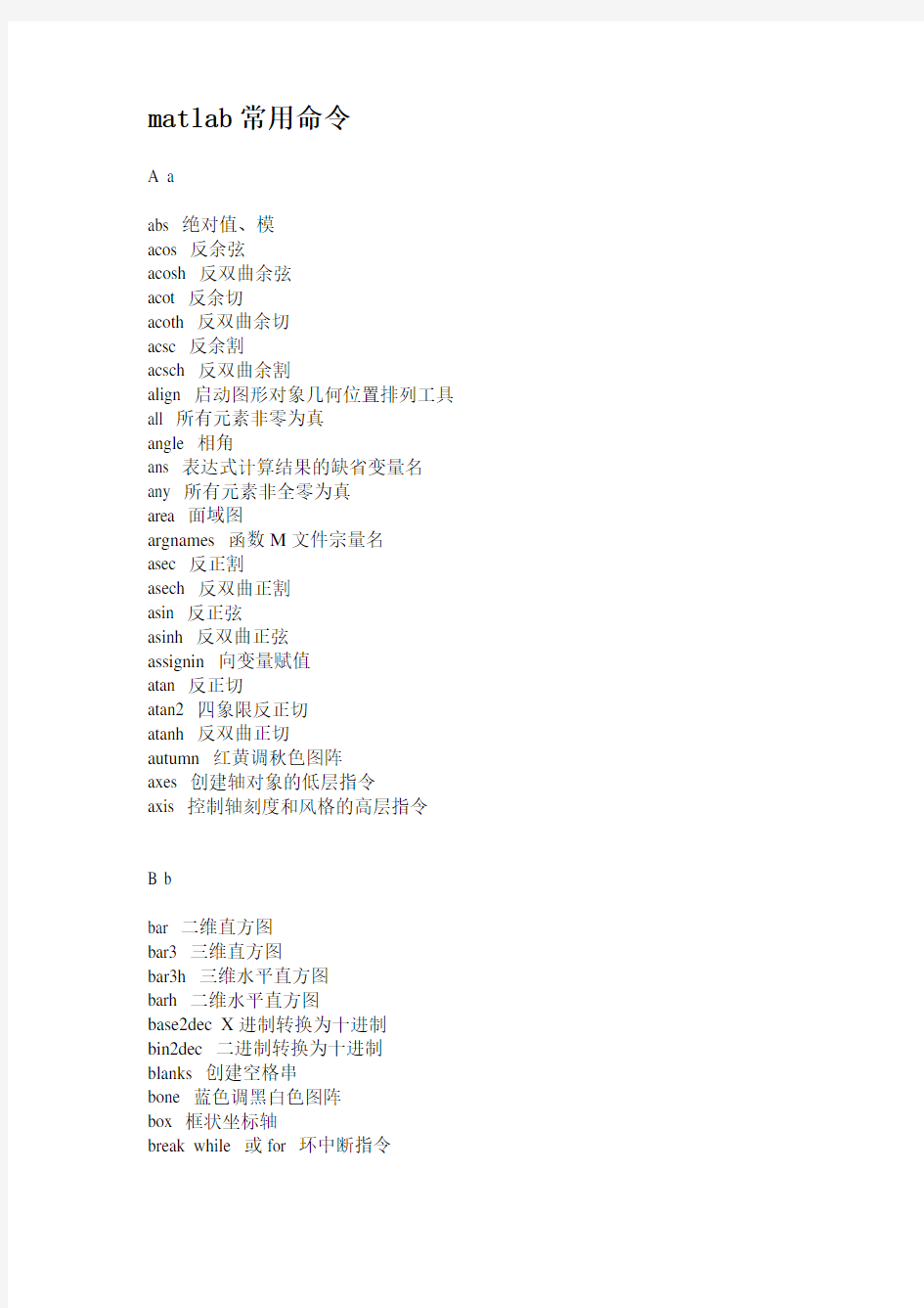 (word完整版)matlab常用命令大全,推荐文档