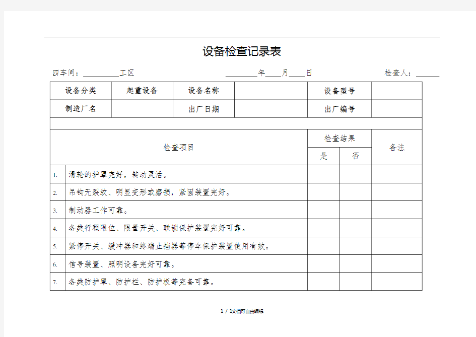 设备检查记录表