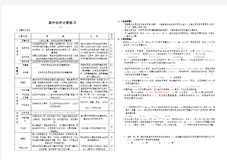 高中化学计算方法总结