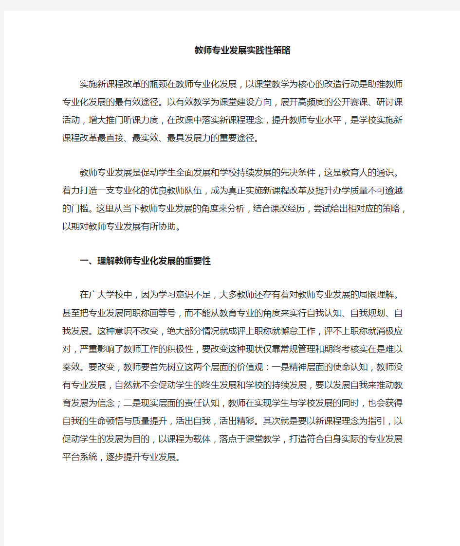 教师专业发展策略