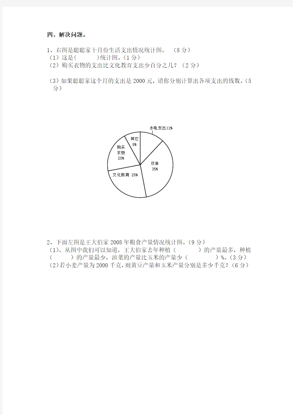 (完整版)六年级数学扇形统计图