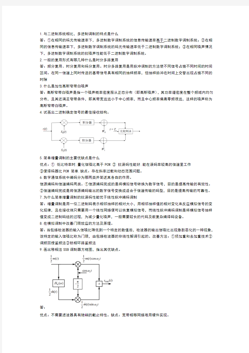 通信原理复习题