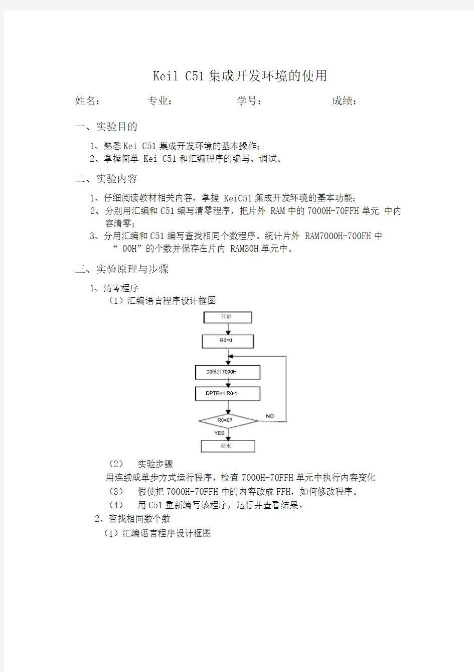 KeilC51集成开发环境的使用实验报告