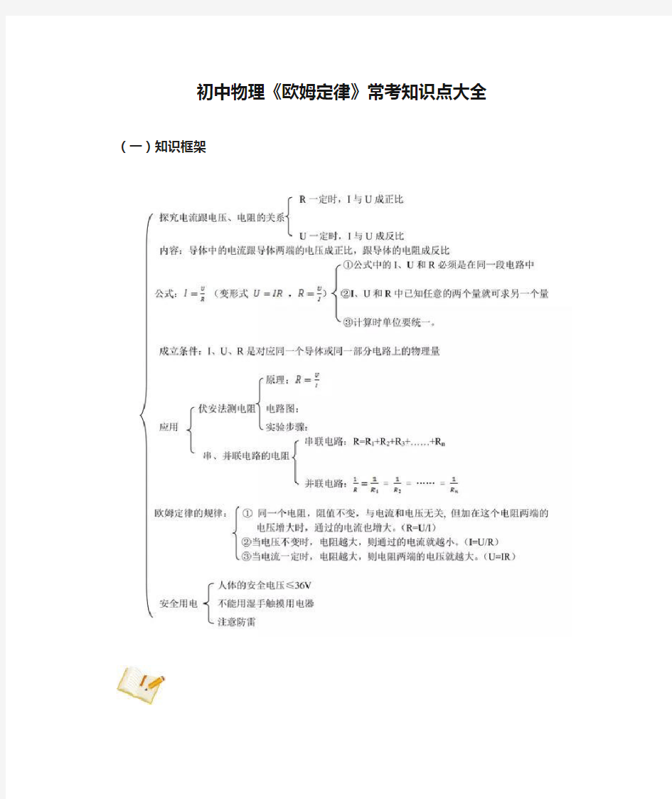 初中物理《欧姆定律》常考知识点大全