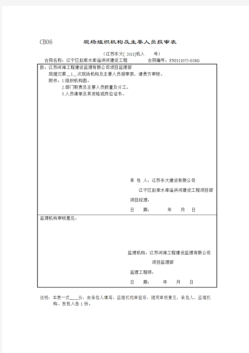 项目部人员报审表