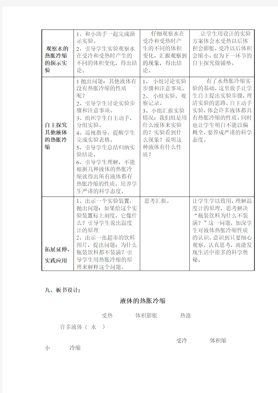 《液体的热胀冷缩教案》教学设计