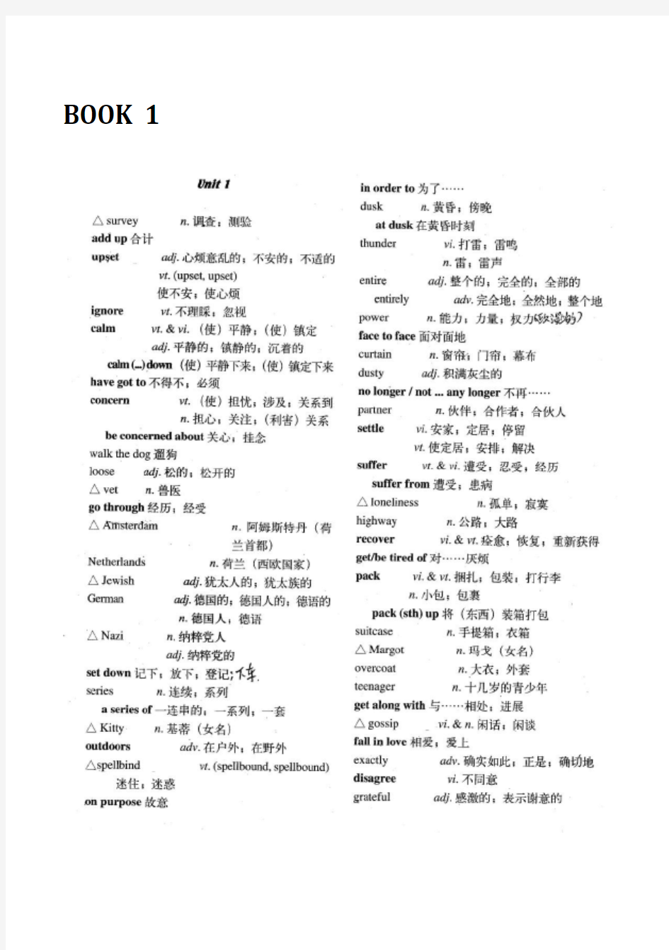 人教版高中英语书单词表