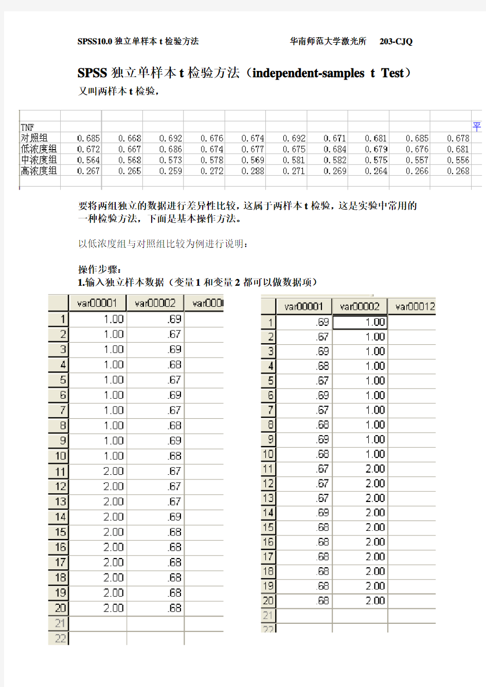 SPSS独立单样本t检验方法