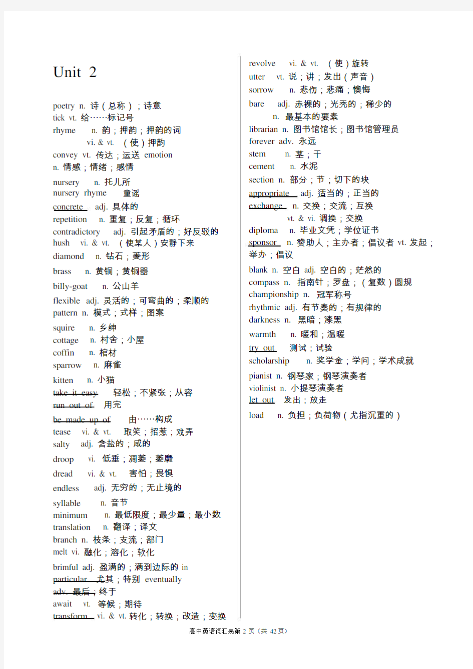 高中英语选修六单词表