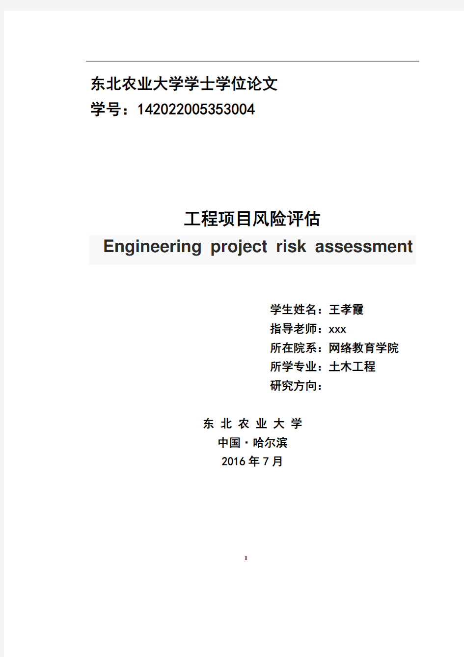 工程项目风险评估汇总