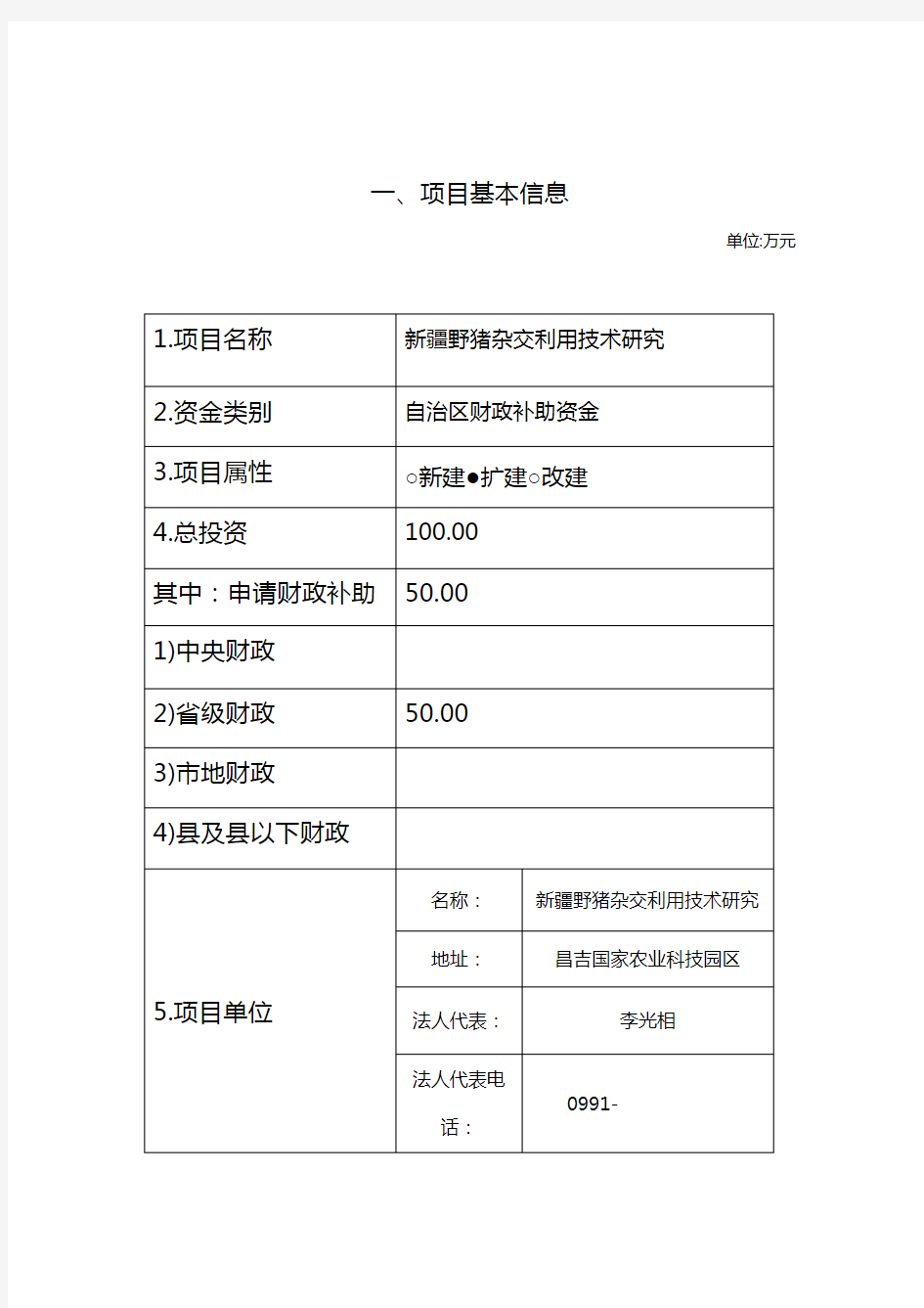 [项目管理]野猪项目申报标准文本