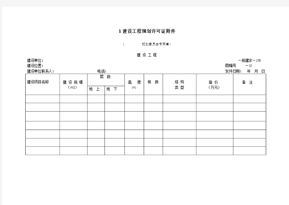 建设工程规划许可证附件