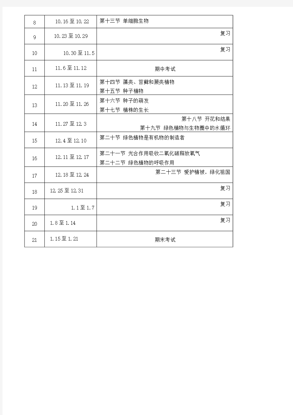 人教版七年级生物上册教案