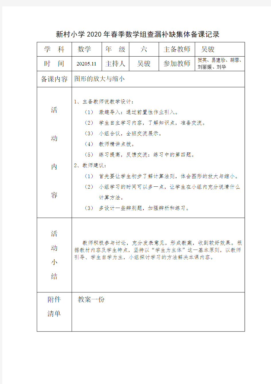 数学教研组集体备课