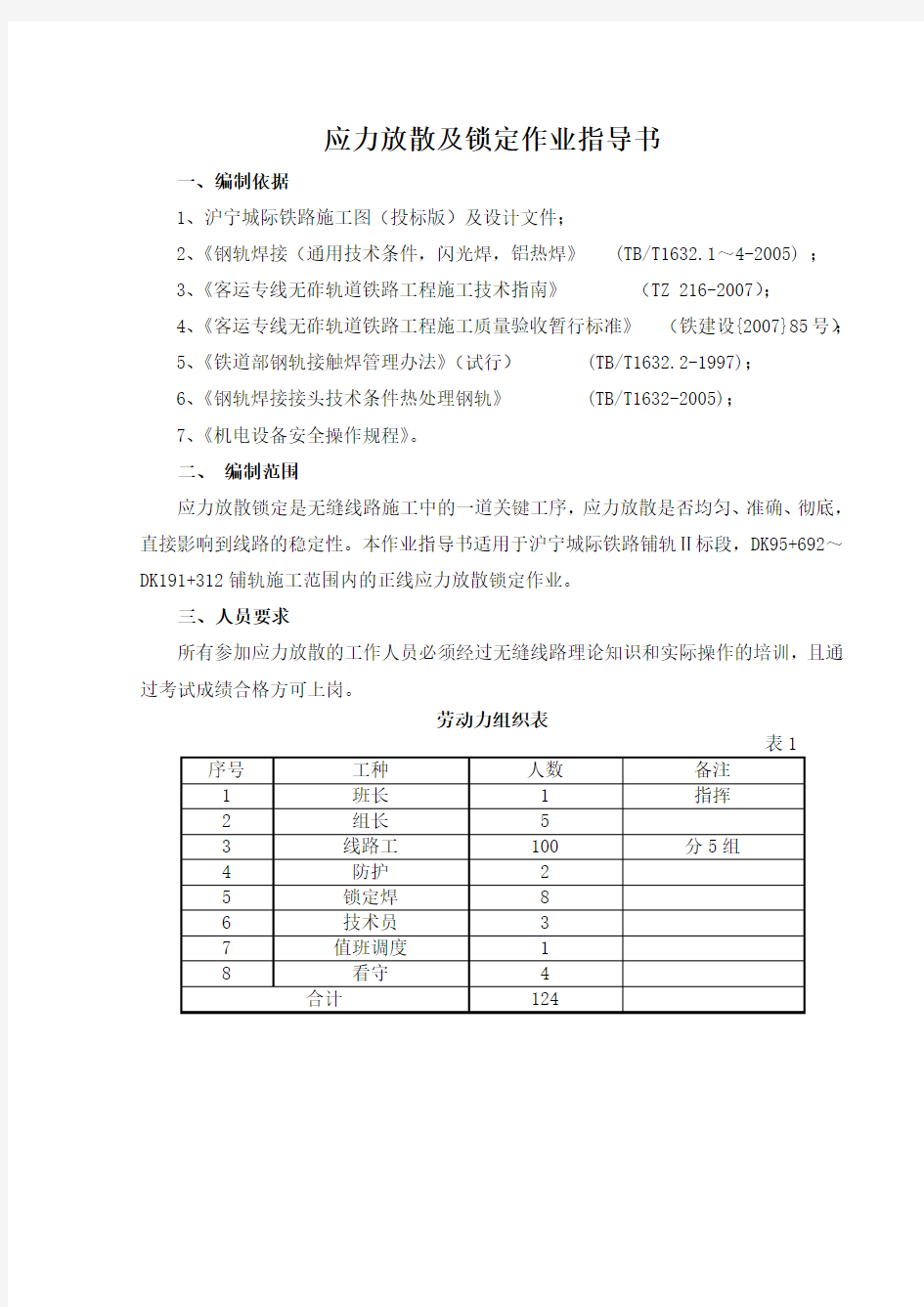 应力放散作业指导书