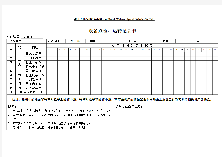 设备点检表