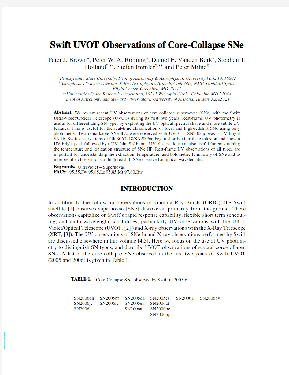 Swift UVOT Observations of Core-Collapse SNe
