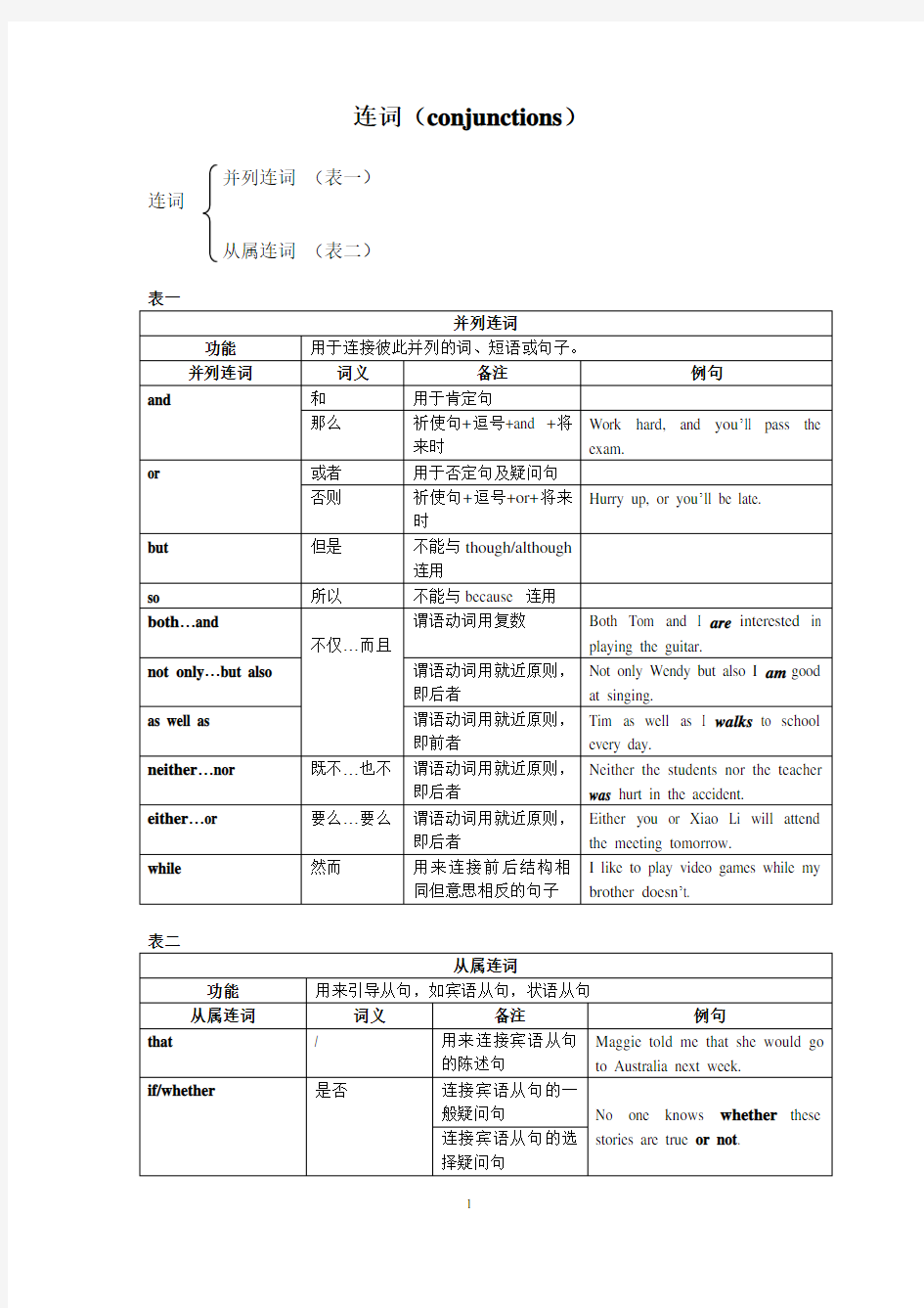 中考英语连词专项训练