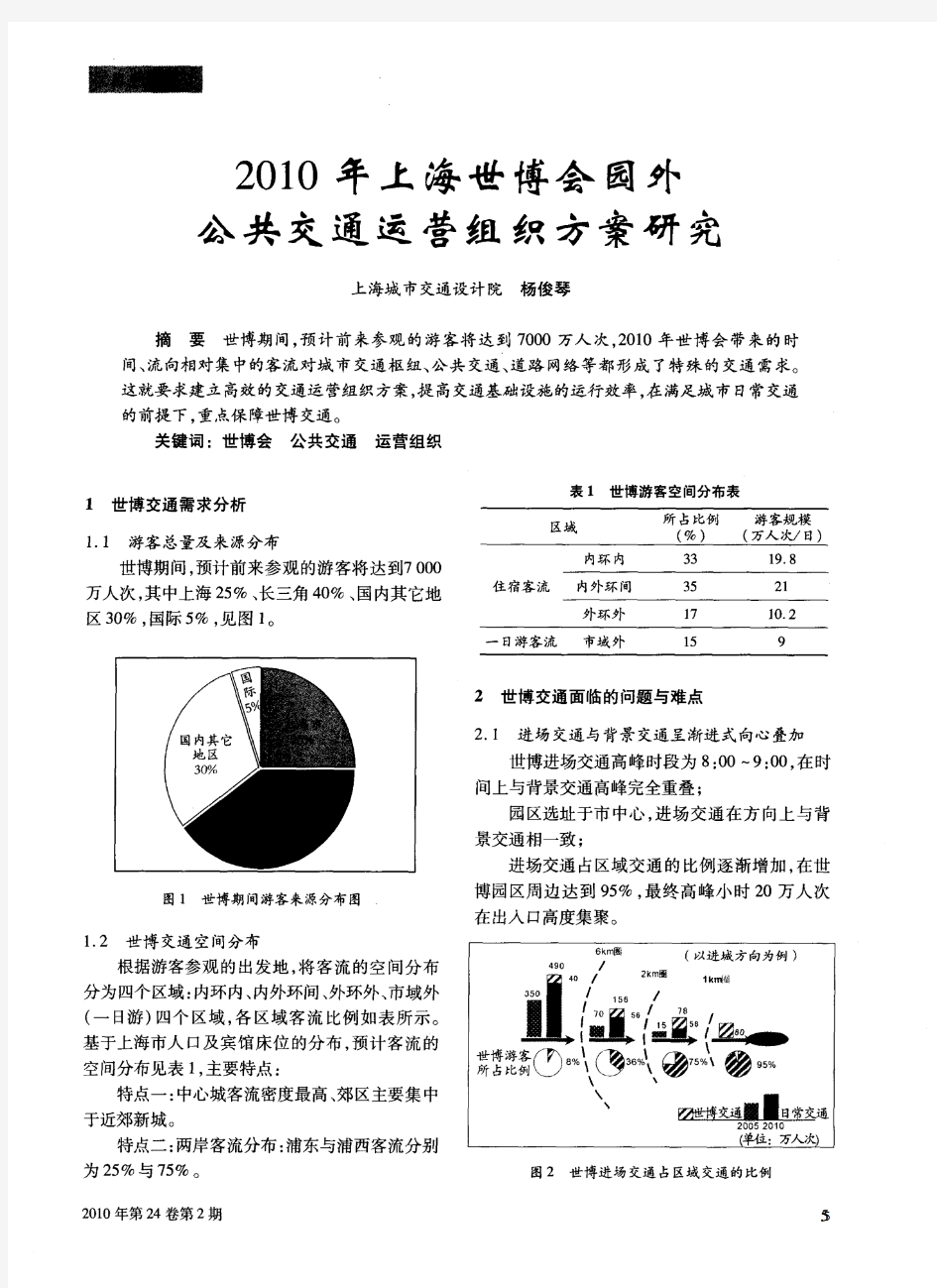 2010年上海世博会园外公共交通运营组织方案研究