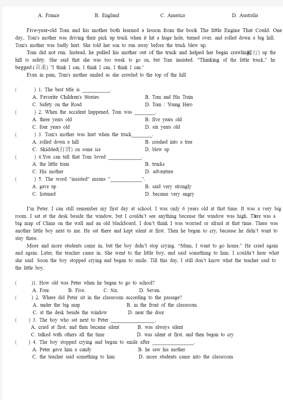【小升初】六年级英语阅读理解专项练习(_45篇含答案)[1]