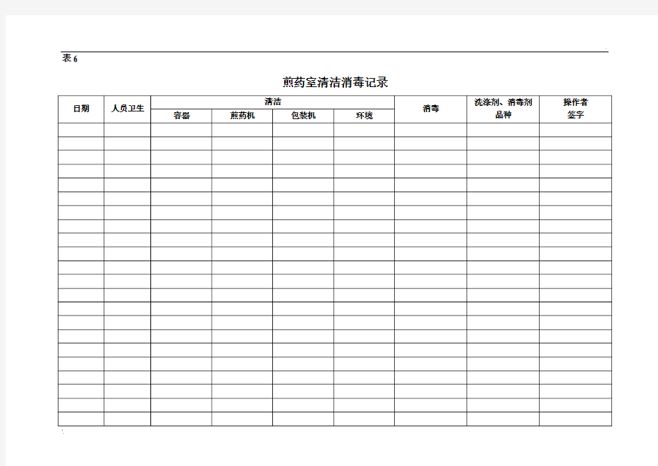 煎药室清洁消毒记录表