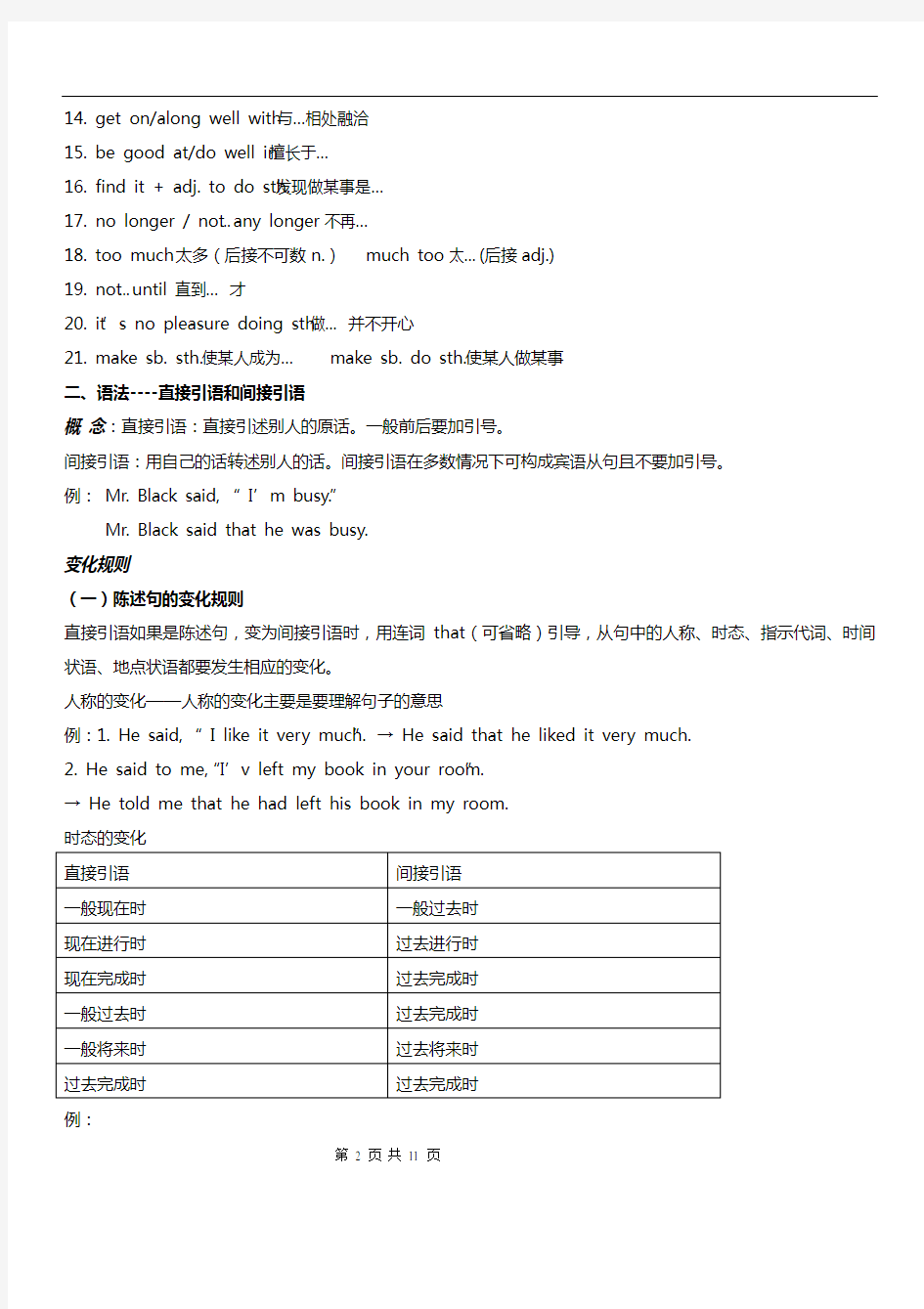 人教版高中英语必修1知识点归纳总结