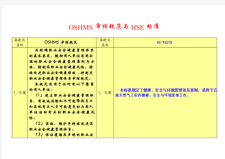 审核规范与HSE标准