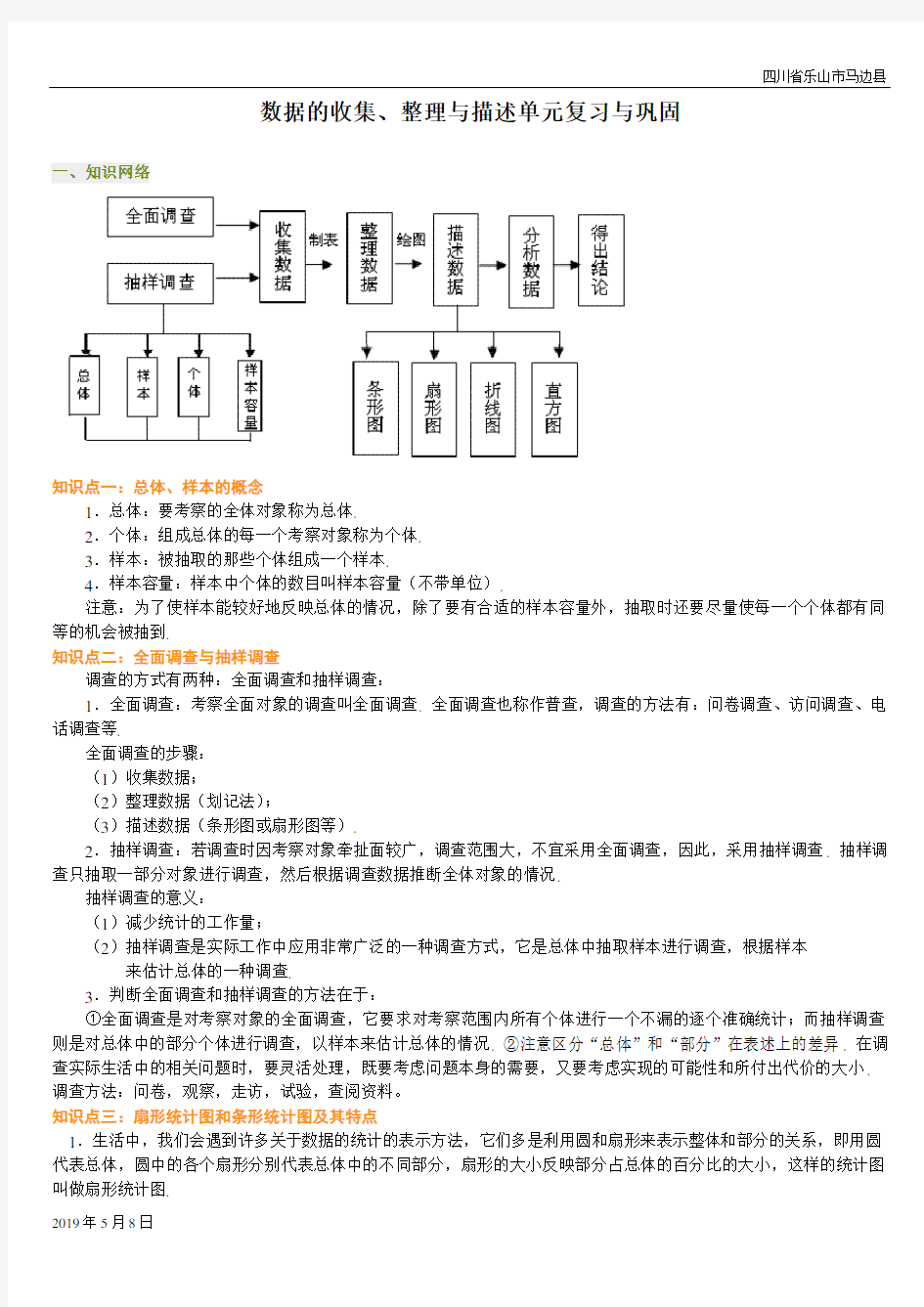 人教版七年级数学下册数据的收集、整理与描述知识点