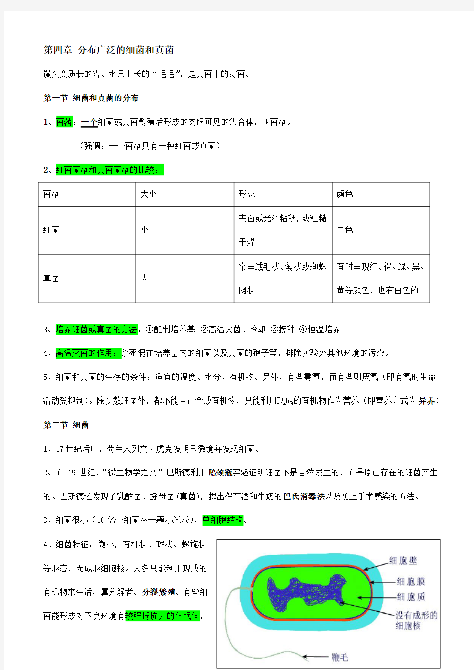 细菌和真菌的分布知识点