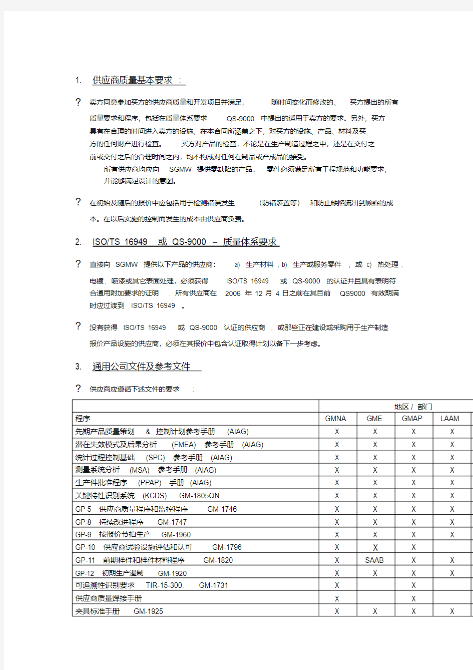 (完整版)汽车零件供应商质量要求(DOC8页