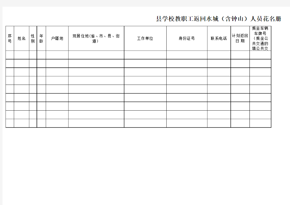 中心幼儿园_返岗人员花名册