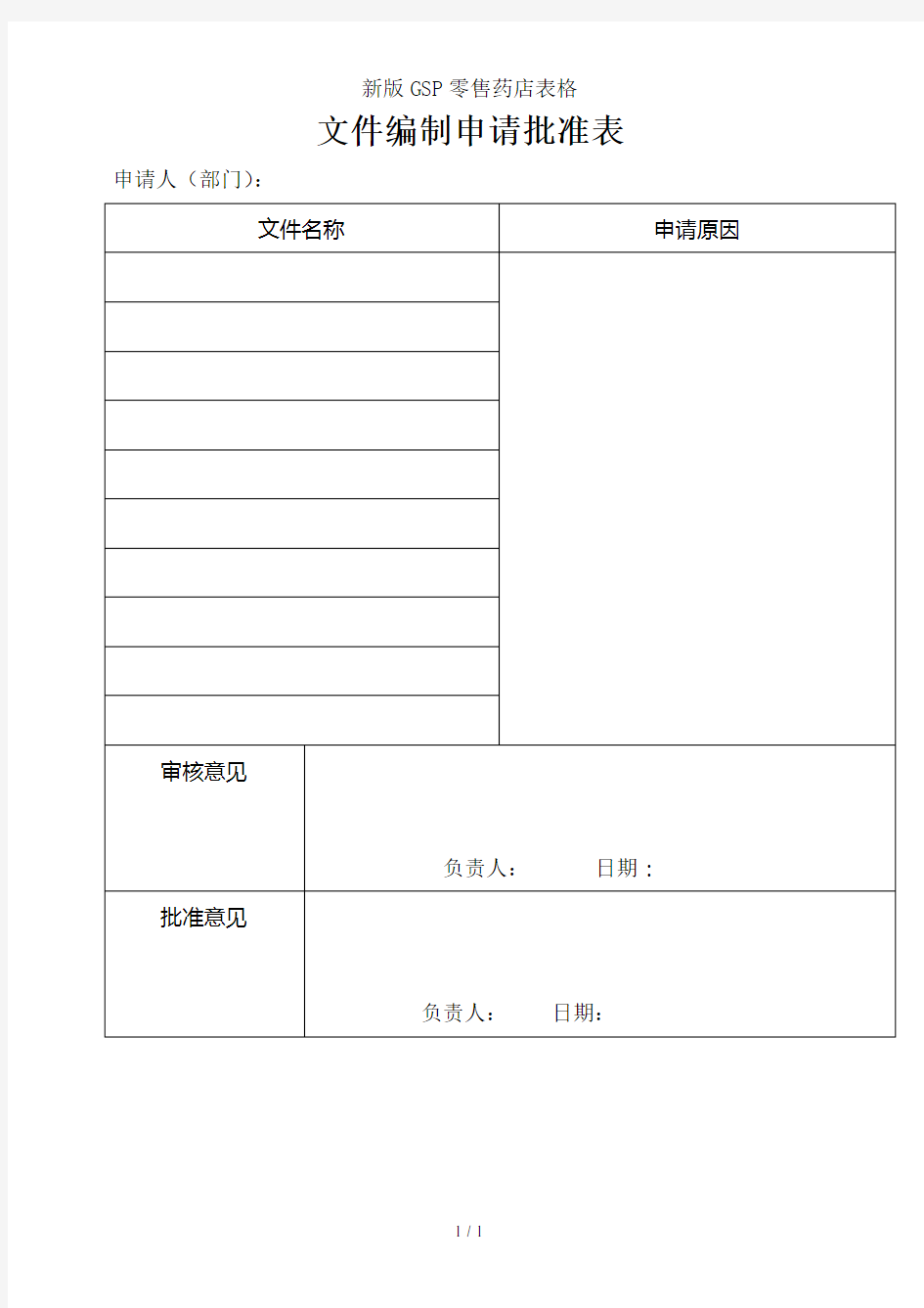 新版GSP零售药店表格