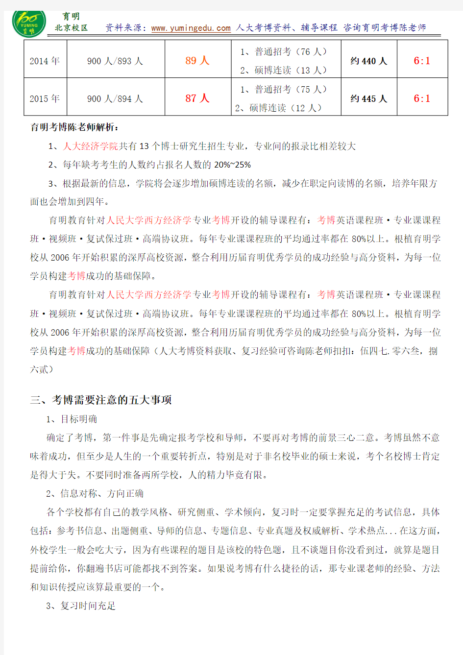 人民大学经济学院西方经济学考博考试内容解题思路招生人数学长笔记-育明考研考博