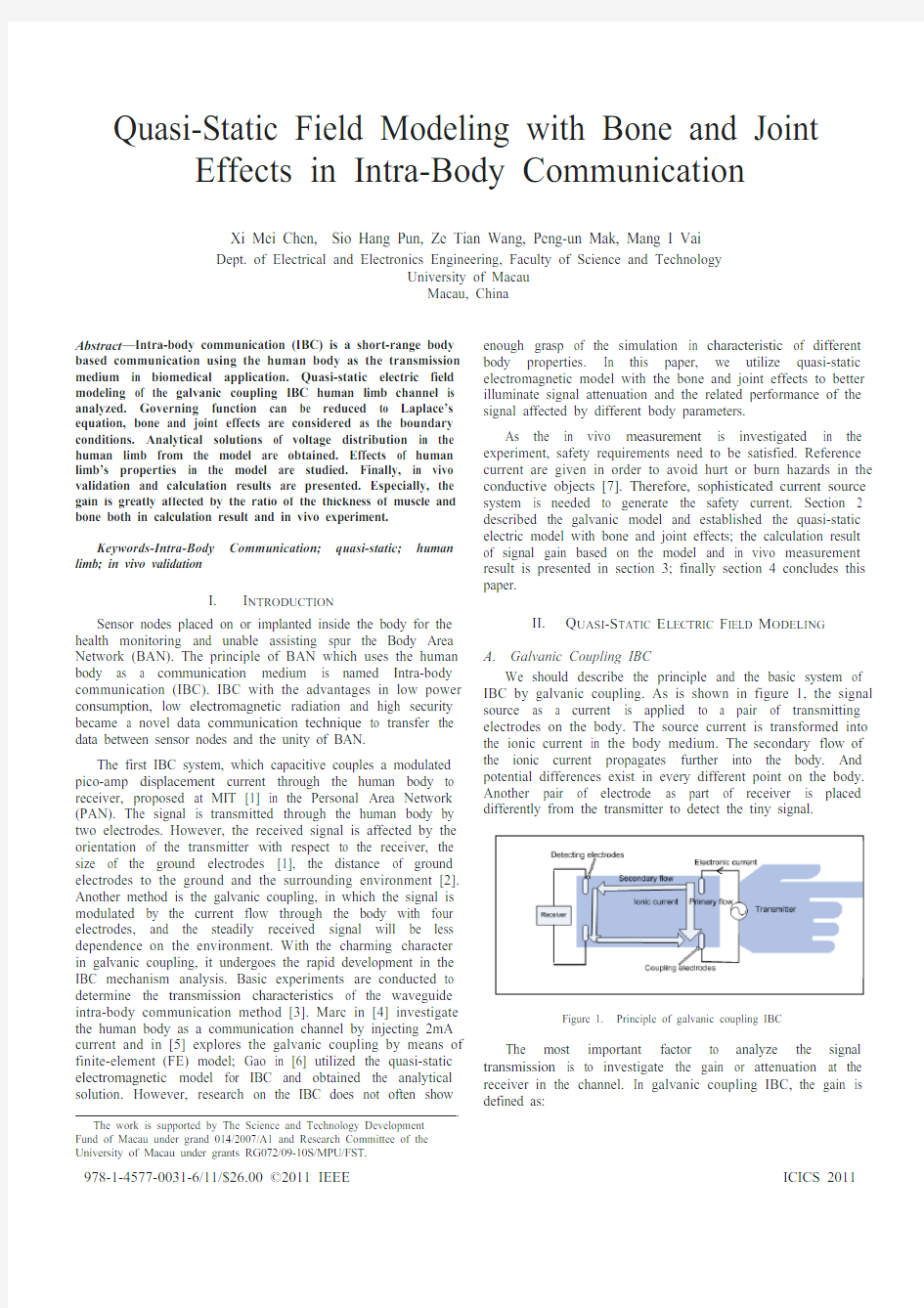 Quasi-Static Field Modeling with Bone and Joint Effects in Intra-Body Communication