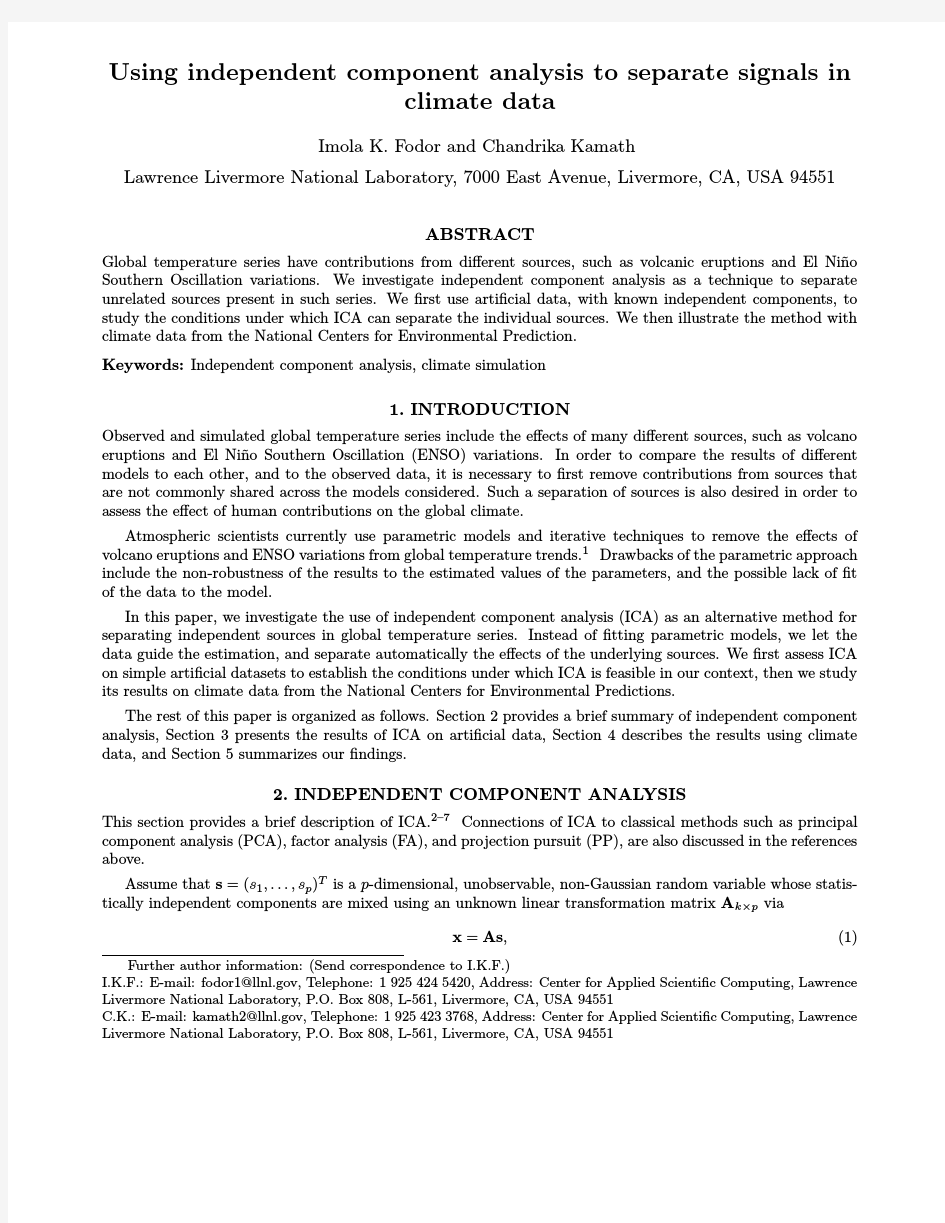 Using Independent Component Analysis to Separate Signals